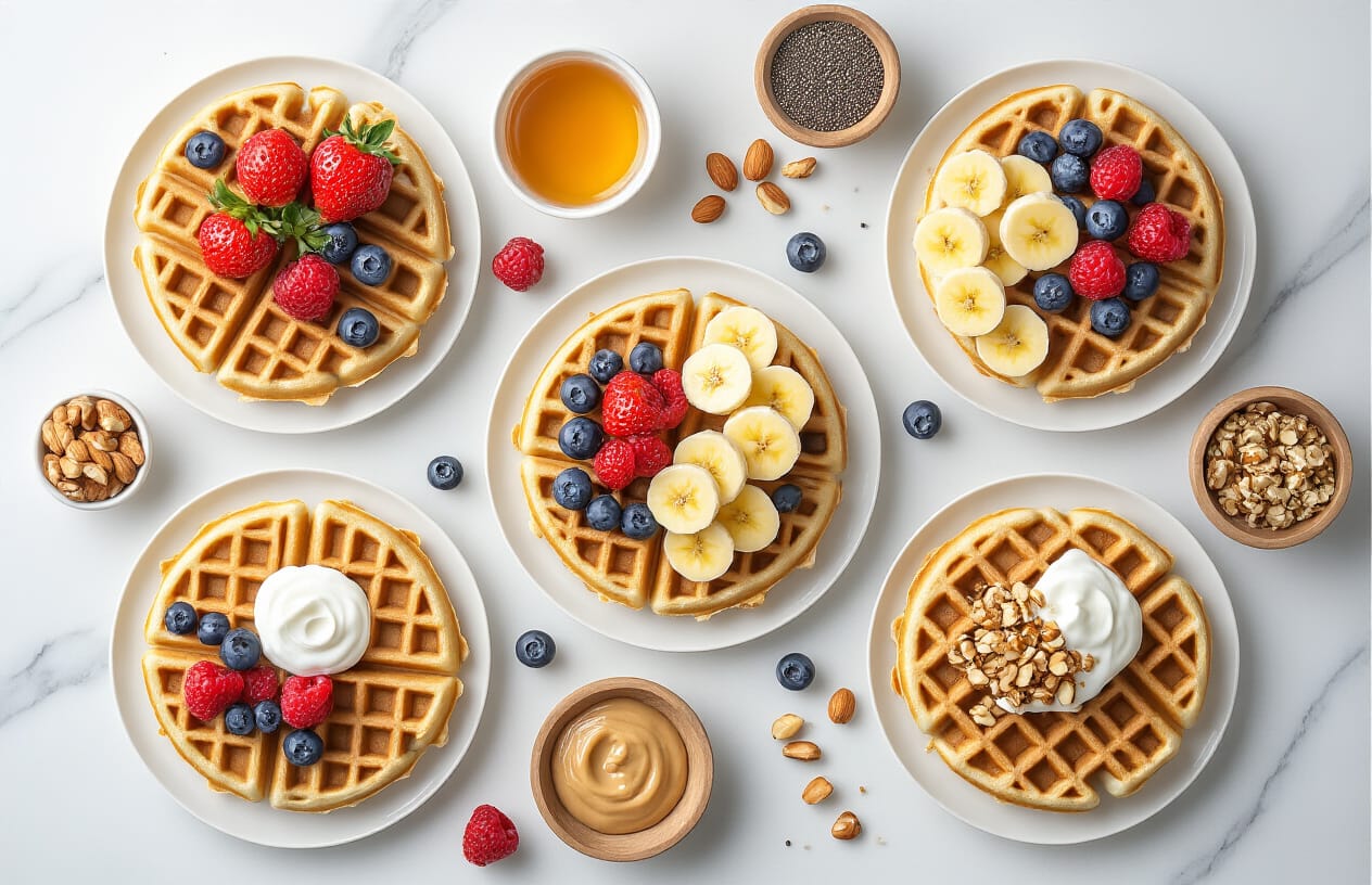 Waffle Fit de Aveia: Receita Rápida para Café da Manhã Saudável 4 Variações e Complementos Saudáveis