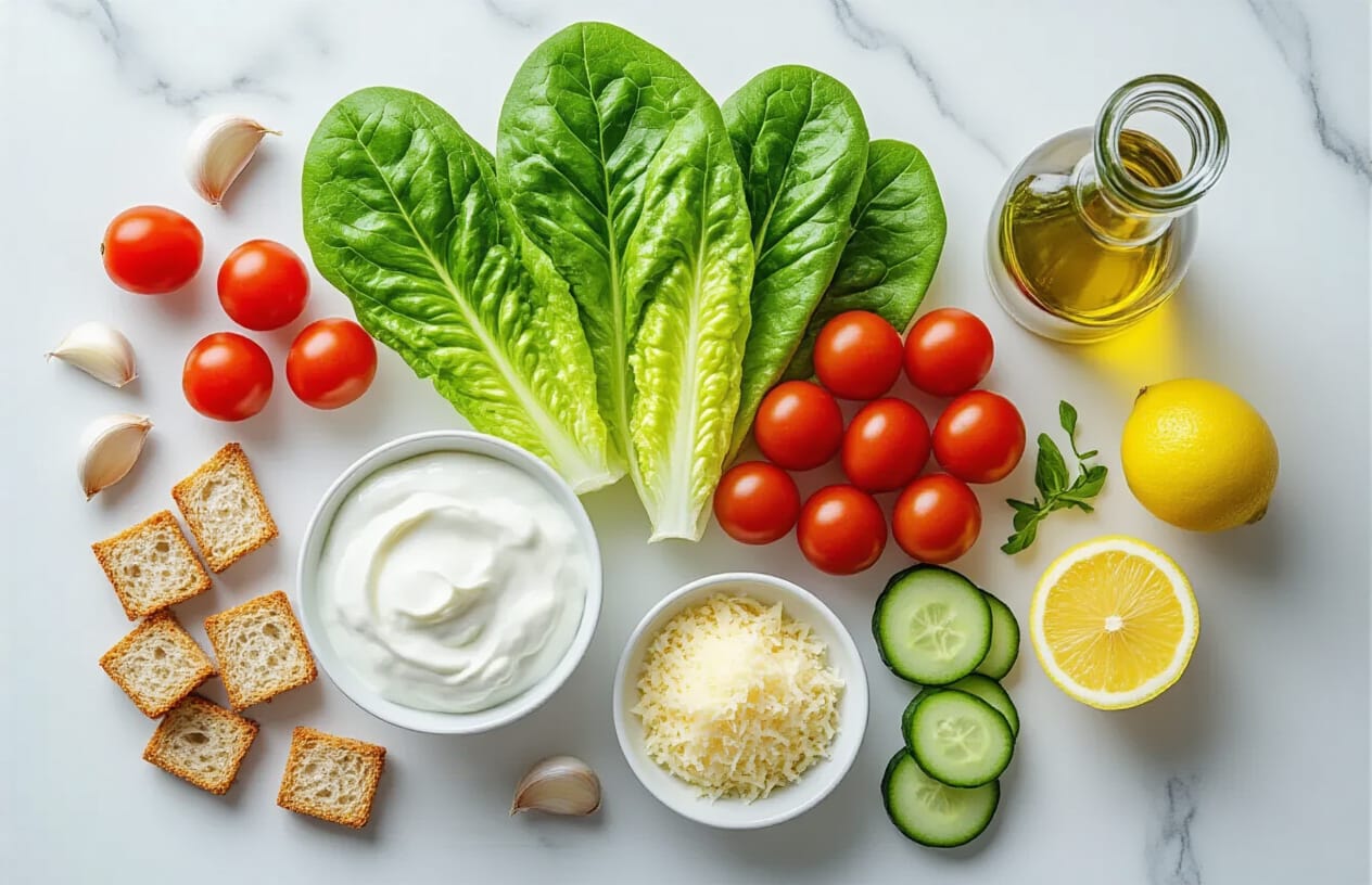 Salada Caesar Fit com Molho de Iogurte Light 2 Ingredientes Saudáveis para uma Caesar Perfeita