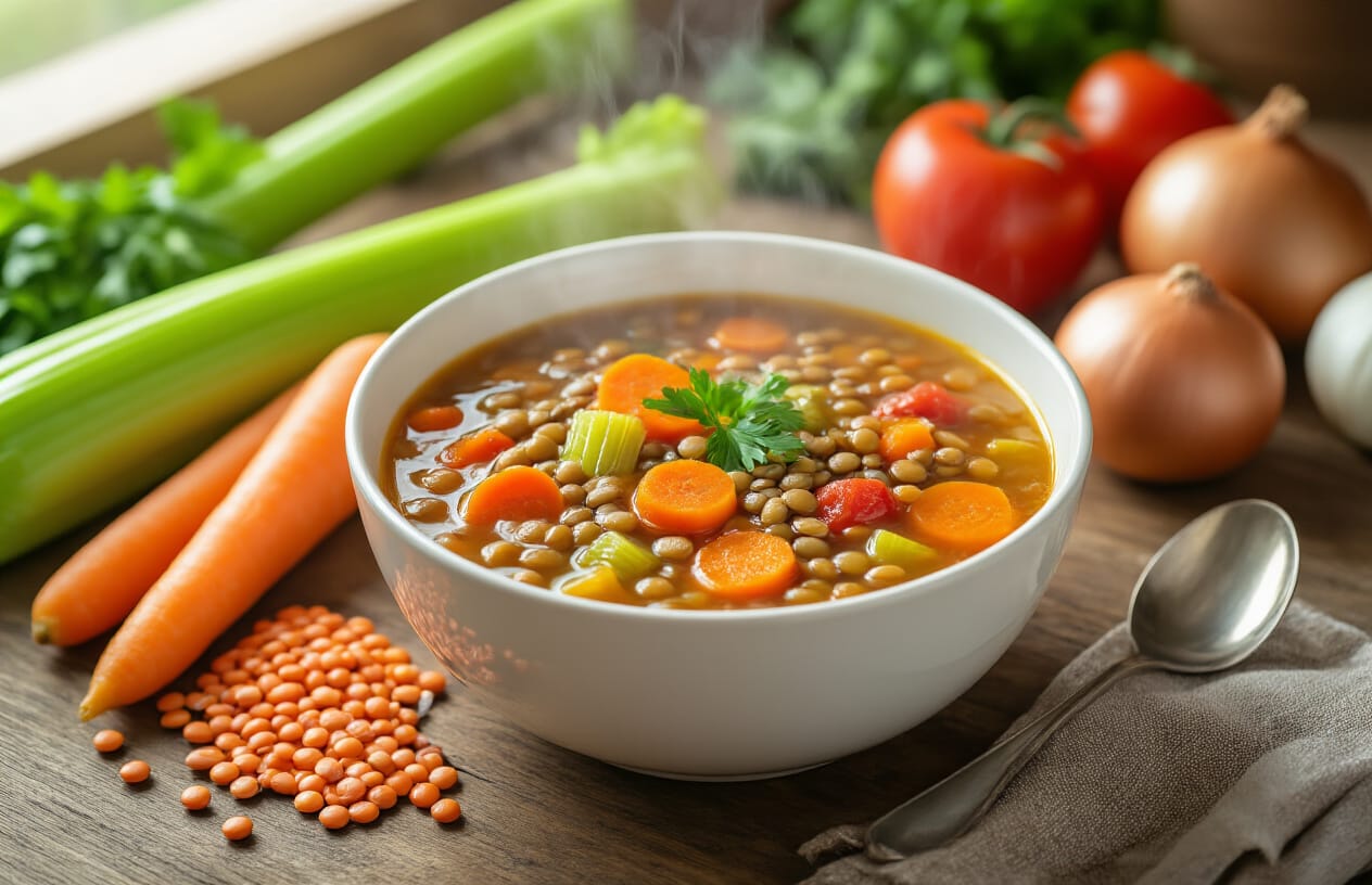 Sopa Fit de Lentilha com Legumes: Receita Rica em Fibras 3 Receita Completa da Sopa Fit de Lentilha com Legumes