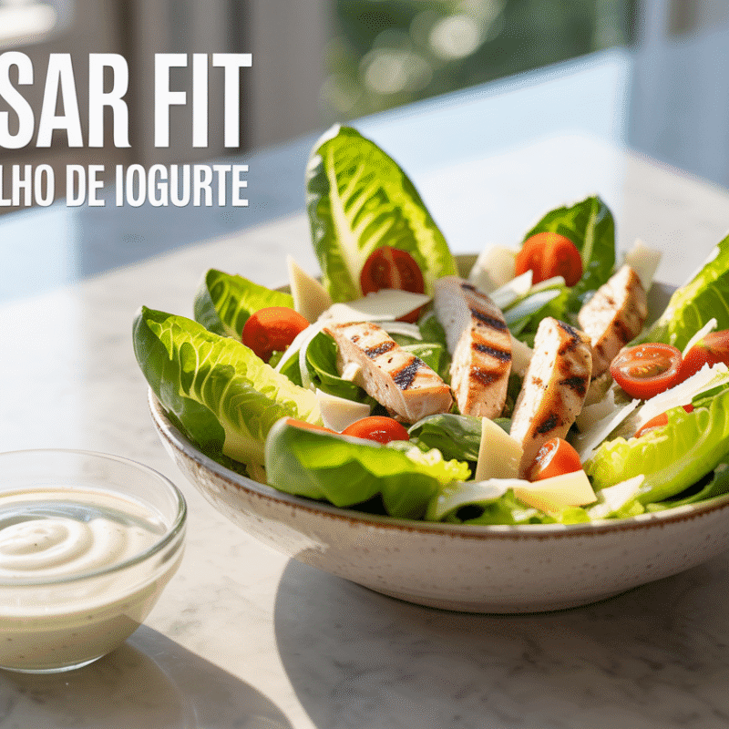 Salada Caesar Fit com Molho de Iogurte Light