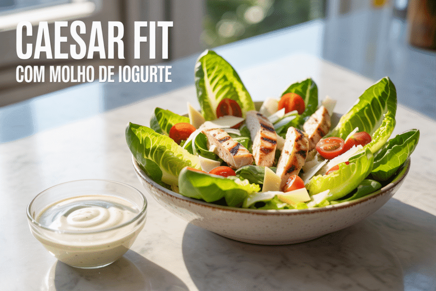 Salada Caesar Fit com Molho de Iogurte Light