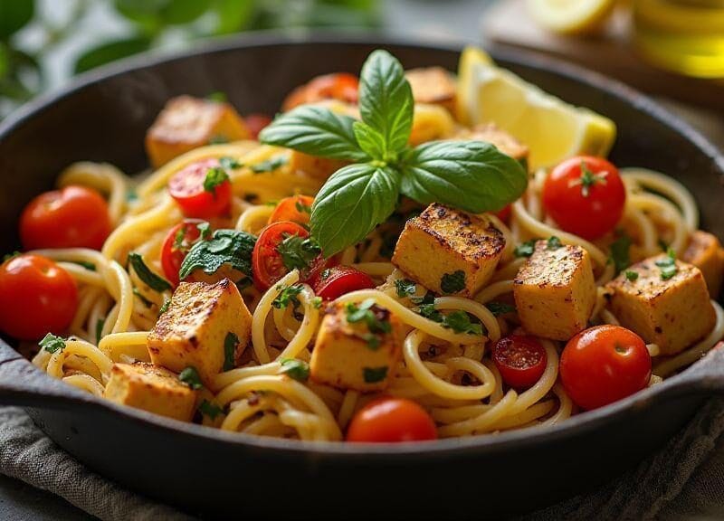 fusilli-integral-com-legumes-grelhados-e-tofu-irresistivelmente-saboroso-e-crocante--pronto-em--m