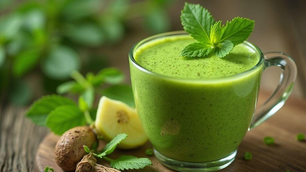 Smoothie Verde Detox com Couve e Abacaxi incrivelmente cremoso e refrescante pronto em 5 minutos no liquidificador