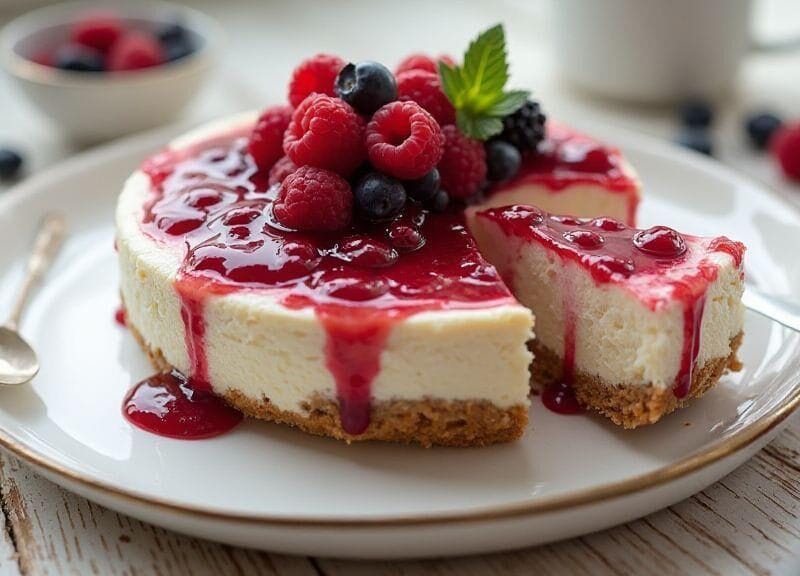 cheesecake-fit-com-calda-de-frutas-vermelhas-irresistivelmente-cremoso-e-leve--sem-forno-e-preparo