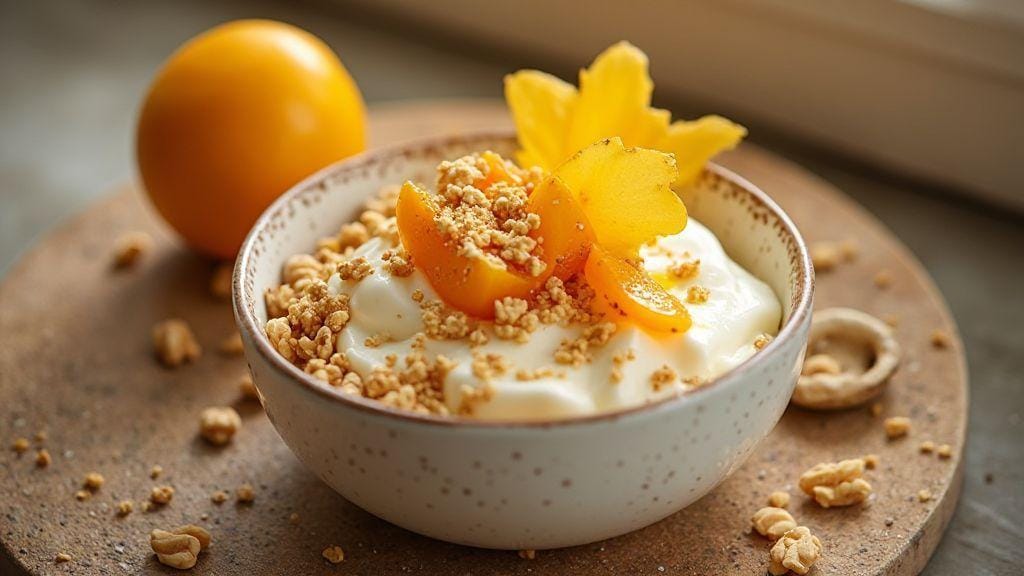 Iogurte grego com granola integral e morangos irresistivelmente cremoso e crocante pronto sem forno e sem esforço com ingredientes de despensa