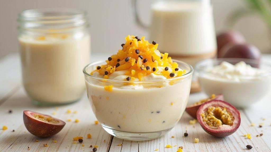 Mousse de Maracujá Fit Sem Açúcar irresistivelmente cremoso, feito com poucos ingredientes e pronto em minutos no liquidificador