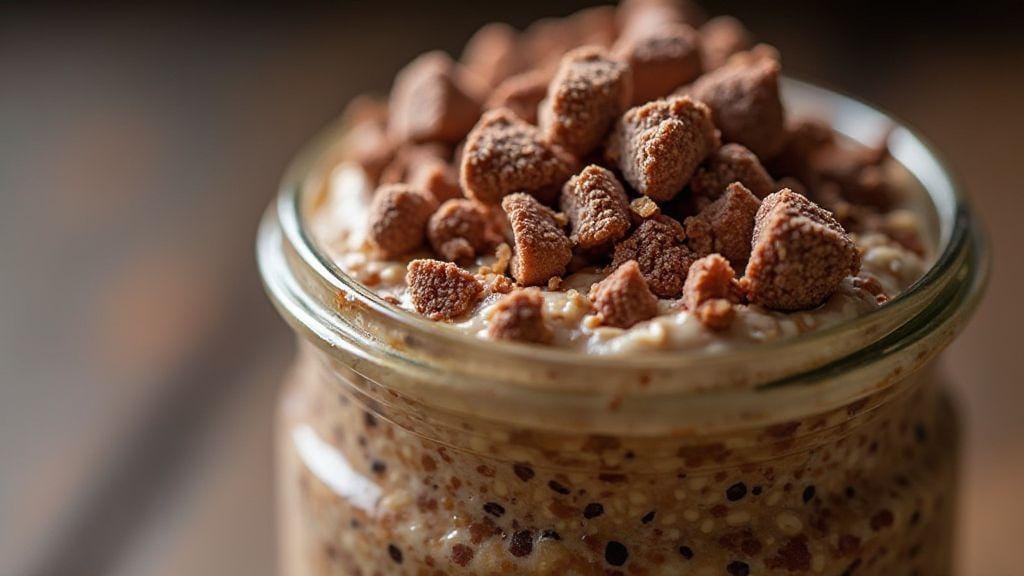 Overnight Oats de Cacau com Morango irresistivelmente cremoso — faça de véspera sem cozimento e com preparo mínimo