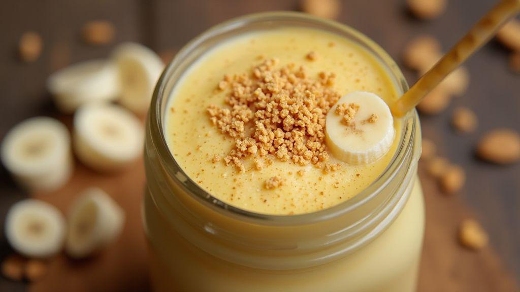 Smoothie Proteico de Banana e Cacau incrivelmente cremoso e saboroso pronto em cinco minutos com quatro ingredientes e sem batedeira