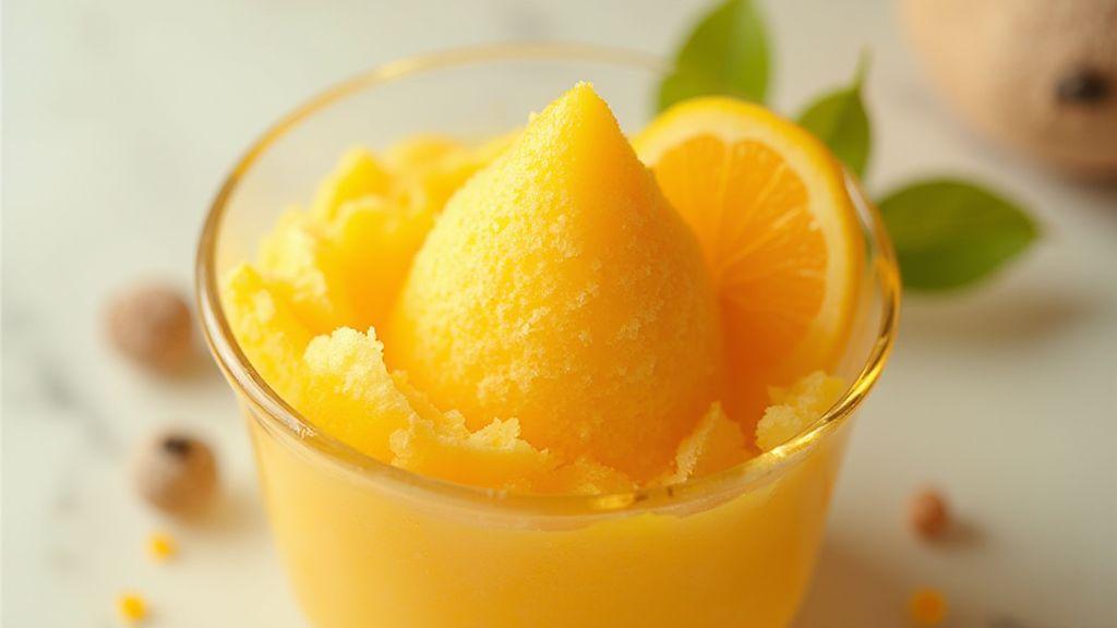 Sorbet fit de manga e hortelã irresistivelmente refrescante e aveludado, sem sorveteira e pronto em instantes com poucos ingredientes