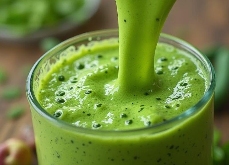 smoothie-verde-de-couve-maca-e-gengibre-cremoso-e-irresistivel-sem-cozimento-e-batido-no-liquidifica