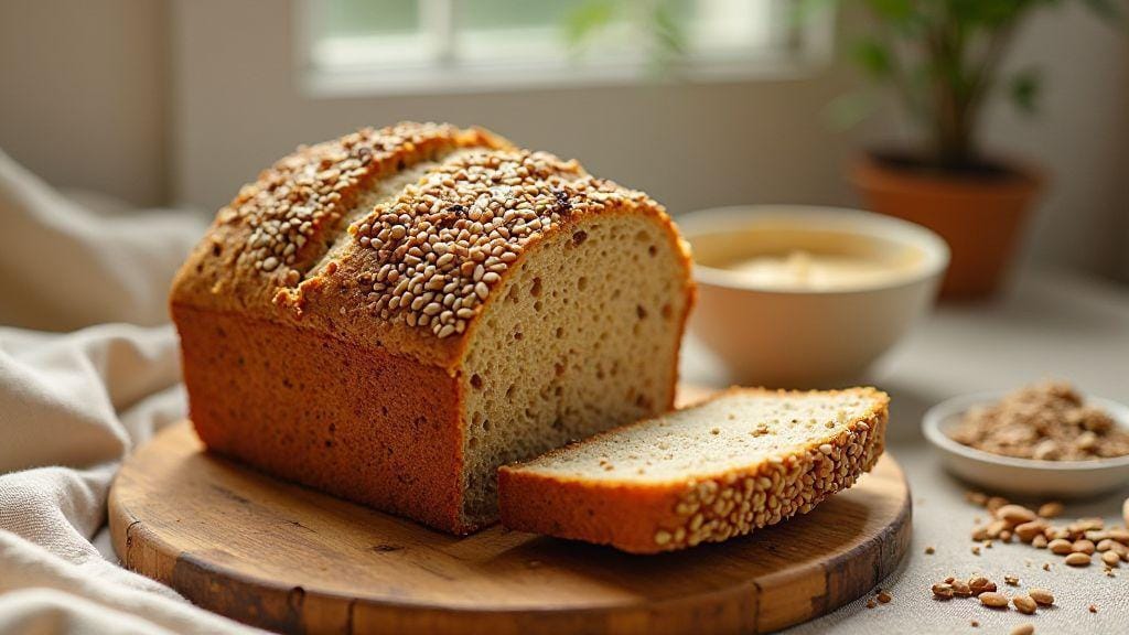 Pão de Chia e Linhaça irresistível, crocante por fora e macio por dentro, feito em uma única tigela sem forno em minutos