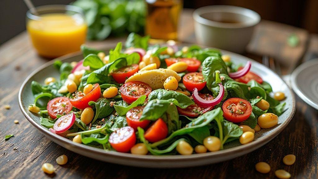 Salada de Atum com Mix de Folhas e Molho de Mostarda Light: sabor marcante e textura fresca, misture e sirva sem cozimento com ingredientes de despensa
