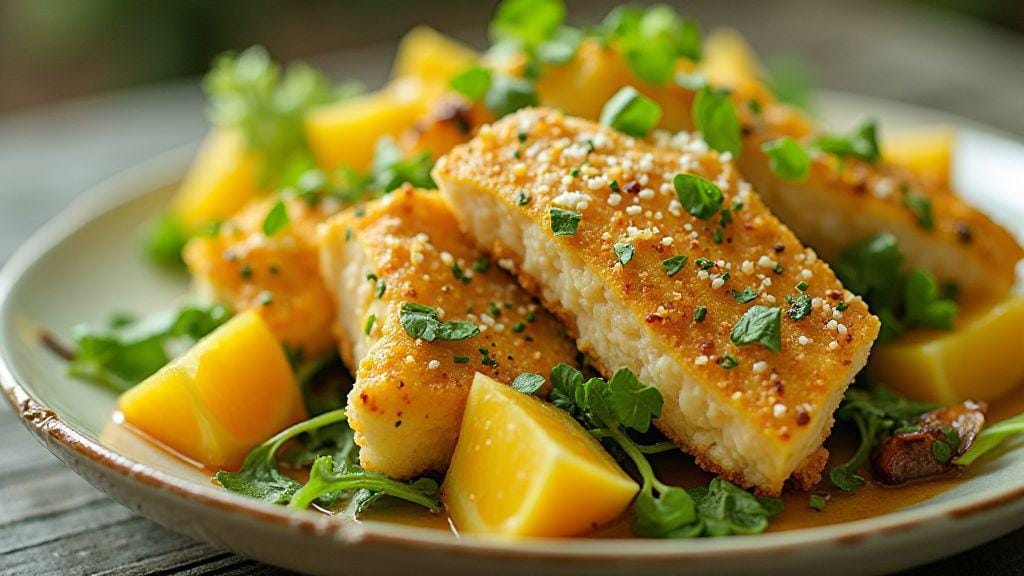 Salada de Frango com Manga e Molho Leve de Maracujá sabor incrível com textura macia sem cozimento prática em minutos