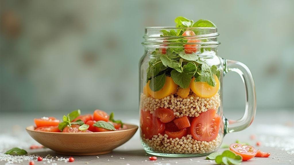 Salada fitness rápida com molho em pote usando ingredientes de prateleira crocante e sabor incrível com preparo simples