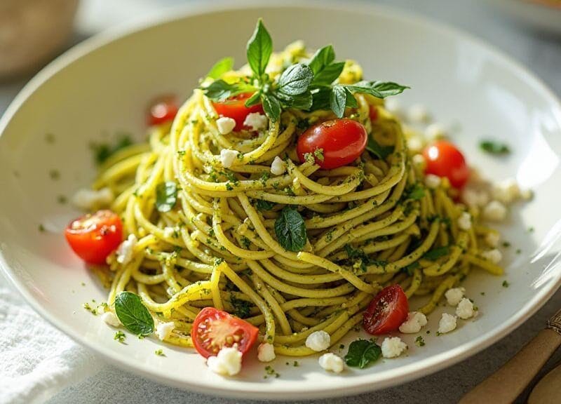 saladas-frias-com-massa-integral-molho-pesto-light-de-manjericao-sabor-incrivel-e-textura-macia-mont