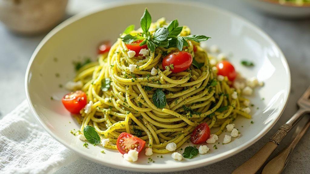 Saladas frias com massa integral molho pesto light de manjericão sabor incrível e textura macia montagem prática em tigela única com poucos ingredientes