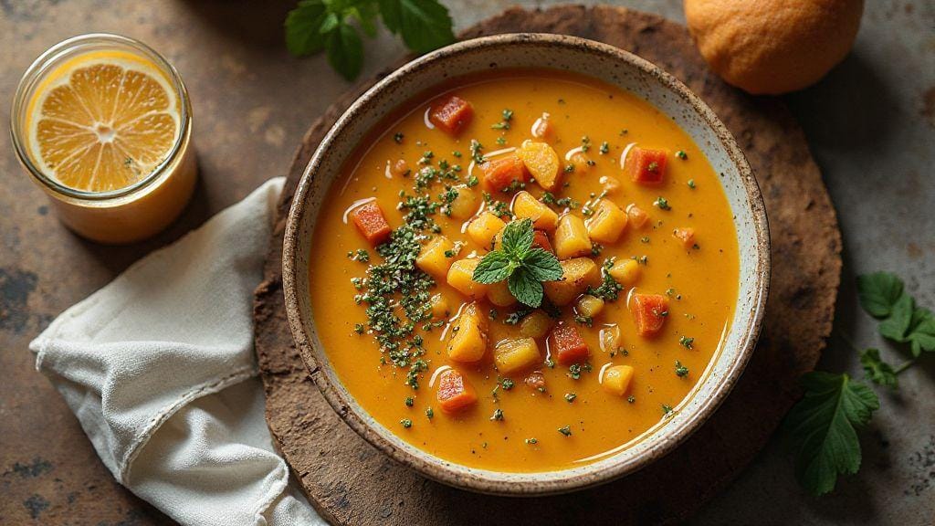 Sopa detox de legumes com gengibre sabor incrível e textura cremosa em uma única panela para limpeza do organismo
