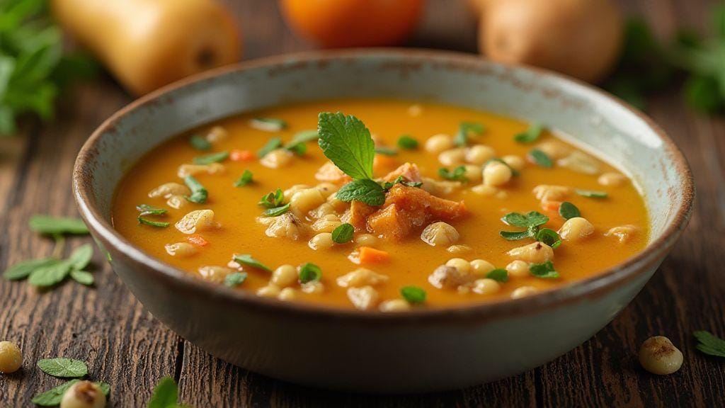 Sopa de Legumes Fit para Marmita sabor cremoso e textura aveludada, preparo em uma única panela, porções controladas e conservação fácil
