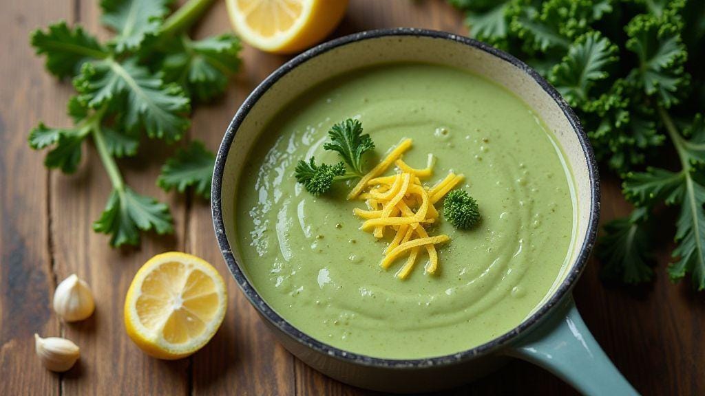 Sopa detox de couve com limão para desinchar, saborosa e cremosa em uma só panela com poucos ingredientes