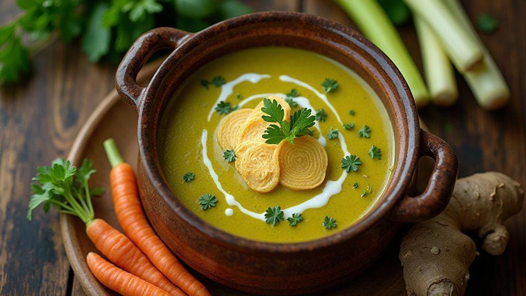 Sopa Detox de Legumes com Gengibre, sabor incrível e textura cremosa, feita em uma única panela