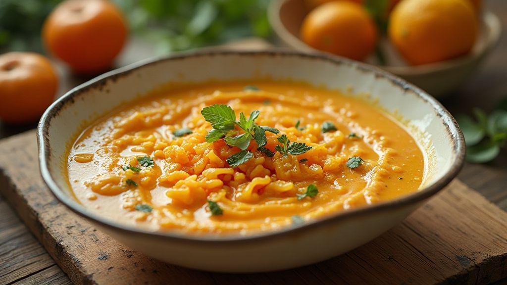 Sopa Fit de Aveia com Cenoura cremosa e saborosa, preparada em uma só panela e pronta em menos de vinte minutos