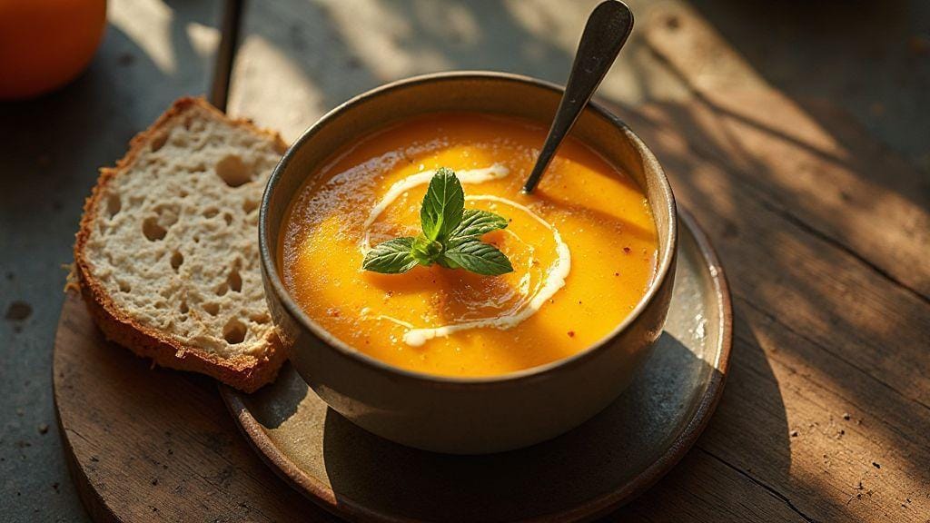 Sopa fit de batata doce com proteína sabor incrível e textura cremosa em uma única panela com poucos ingredientes