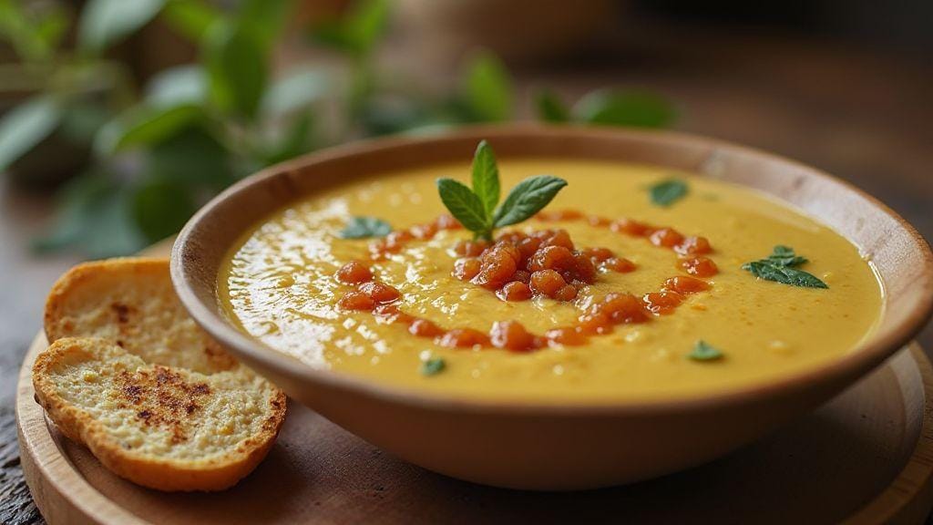 Sopa Fit de Grão-de-Bico Vegana sabor incrível e textura cremosa preparada em única panela com poucos ingredientes