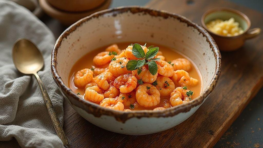 Moqueca de camarão cremosa em uma panela única com poucos ingredientes e preparo simples