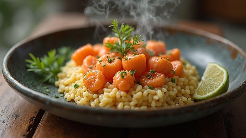 Risoto de frutos do mar cremoso em uma única panela com cinco ingredientes ou menos, sabor irresistível