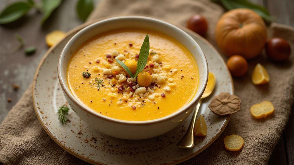 Sopa Fit de Abóbora com Gengibre cremosa em uma única panela sem forno e com poucos ingredientes