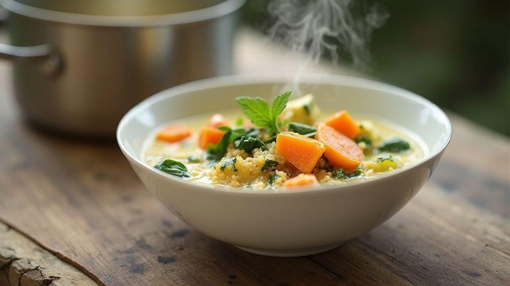 Sopa Fit de Legumes com Quinoa sabor incrível e textura cremosa, preparada em única panela com poucos ingredientes