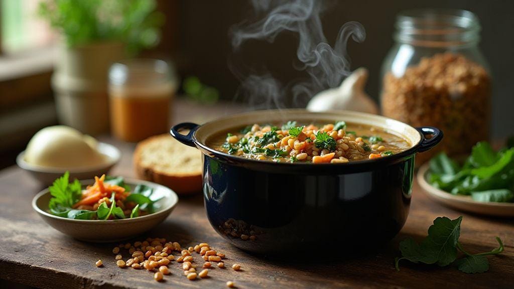 Sopa Fit de Lentilha com Espinafre sabor incrível e preparo em uma só panela com ingredientes de despensa