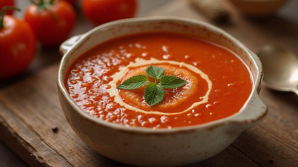 Sopa Fit de Tomate com Manjericão cremosa e saborosa em uma só panela, prática e rápida de preparar