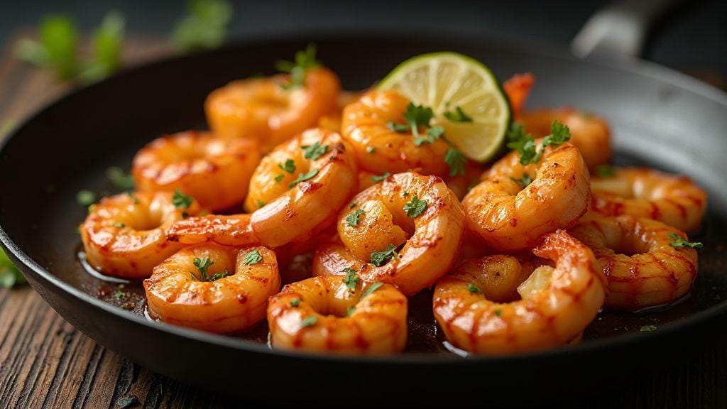 Espetinho de camarão delicioso crocante na grelha com preparo simples e marinada rápida de ingredientes da despensa