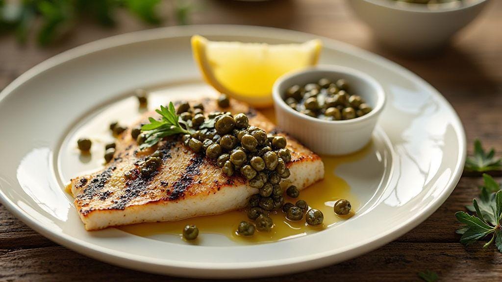Tilápia Grelhada com Molho de Alcaparras sabor incrível, feita na grelha com poucos ingredientes e sem forno necessário