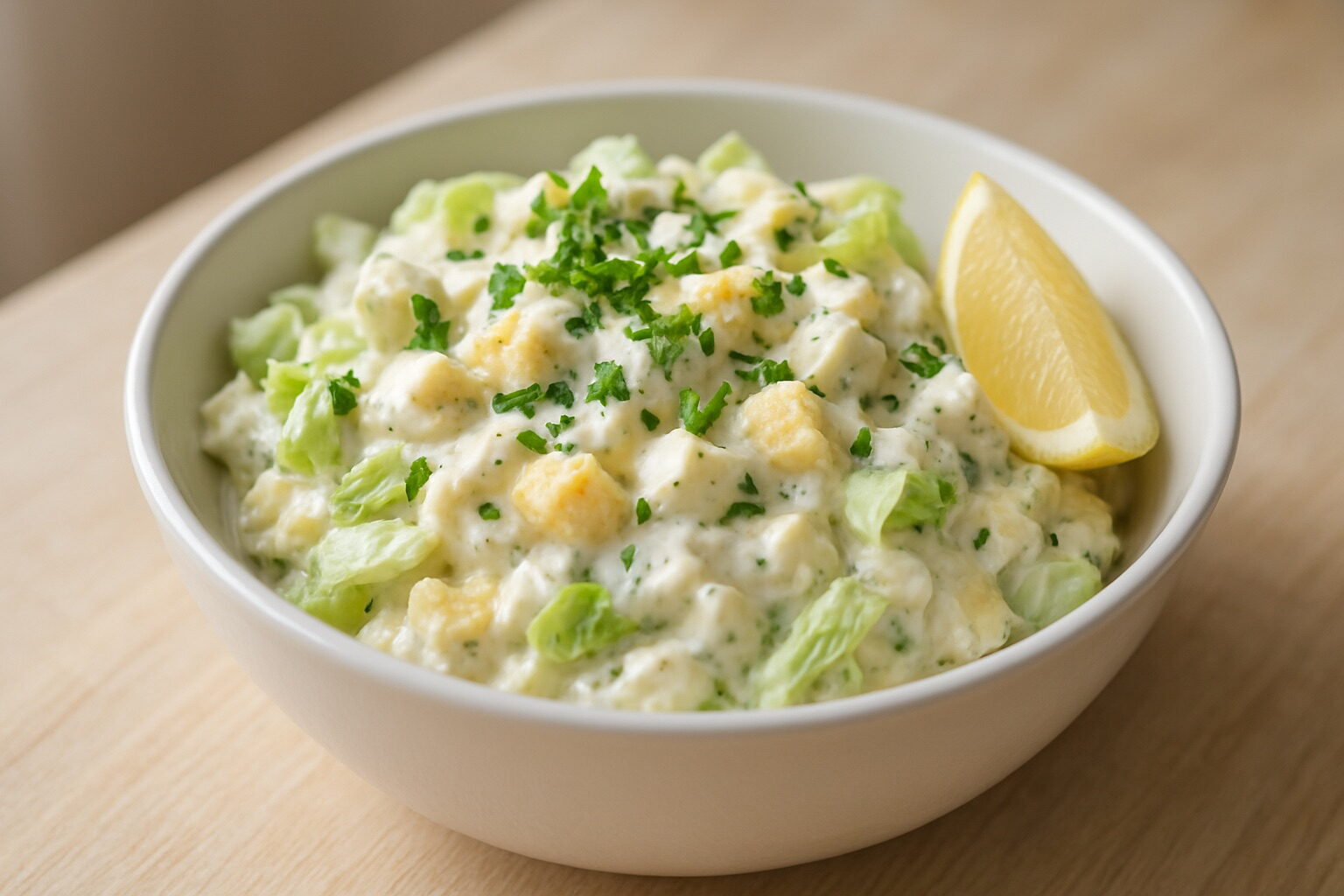 Salada de Ovos com Alface Americana e Molho de Iogurte Natural